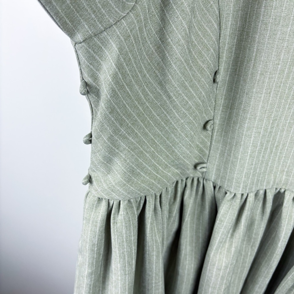 Lolita Little Dipper Sage Green Embroidered Ruffle Lace Long Sleeve Midi Dress - Picture 4 of 8